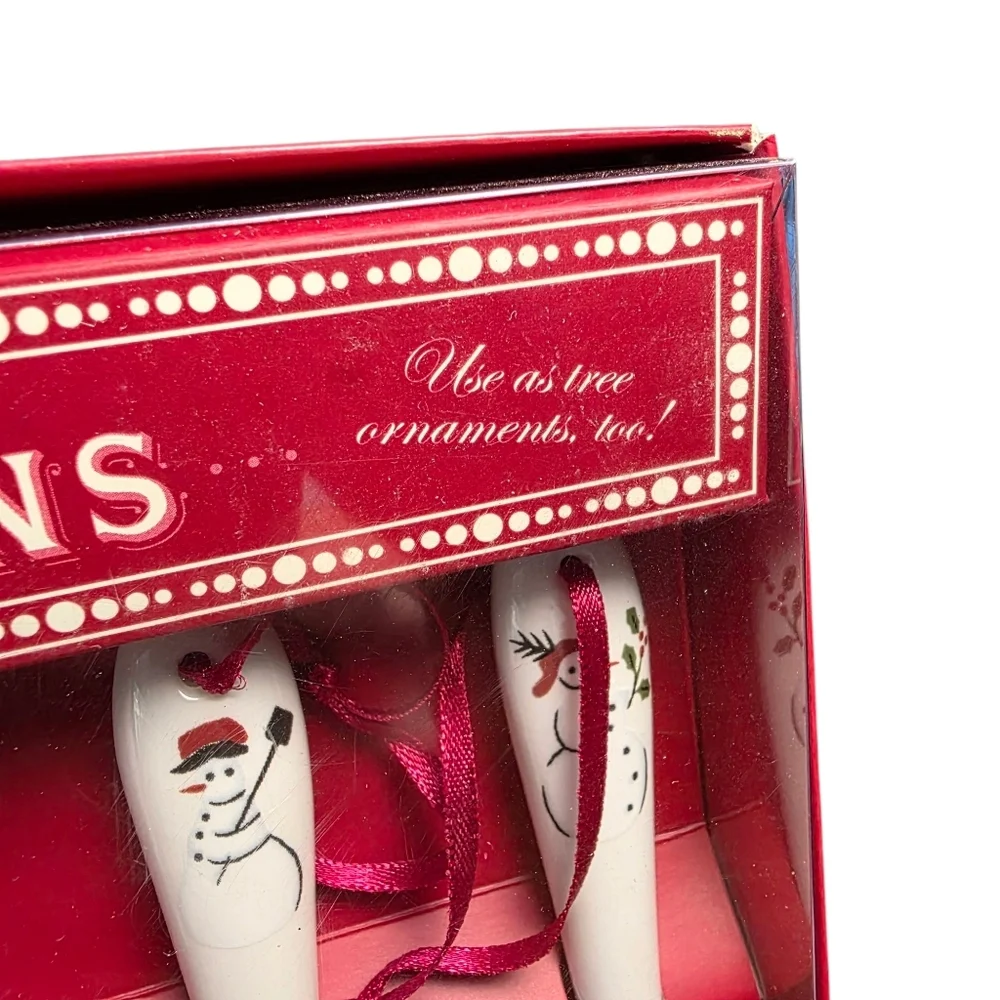 NIB 2006 Williams-Sonoma Snowman Christmas Spoons/Ornament Set